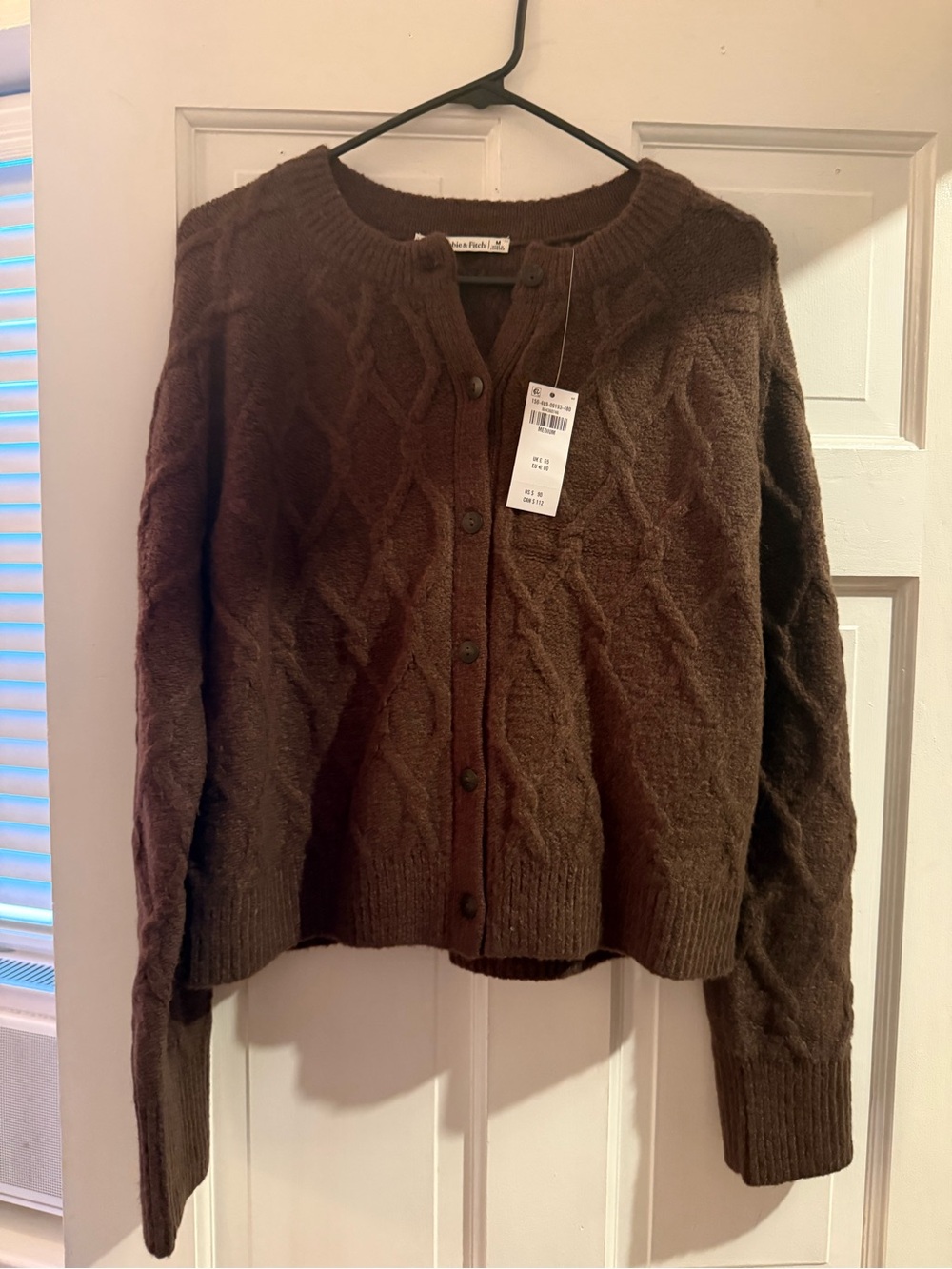 Abercrombie Brown Cable-Knit Button Cardigan Sweater
